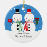 Snowman Couple Our First Christmas Ornament