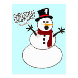 Snowman Flees Christmas Shoppers Post Card