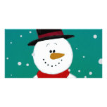 Snowman - Green Photo Greeting Card