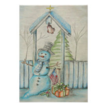 snowman illustration personalised invitations