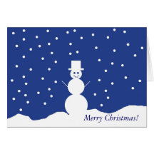 snowman on blue background card