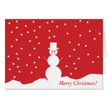 snowman on red background card