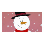 Snowman - Red Custom Photo Card