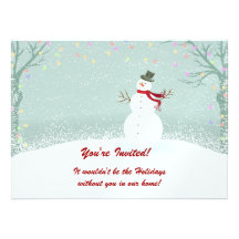 Snowman Winter Scene Holiday Party Invitations