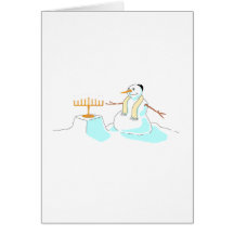 Snowman With Menorah Card