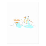 Snowman With Menorah Post Card