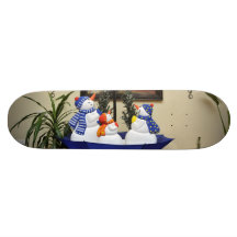 Snowmen decoration skateboard