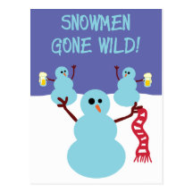 Snowmen Gone Wild! Postcard
