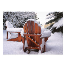 Snowy Adirondack Chairs in Winter Photo Card