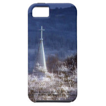 snowy church steeple iPhone 5 cases