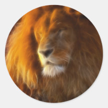 Soaking Up the Sun, King of the Jungle Lion II Round Stickers