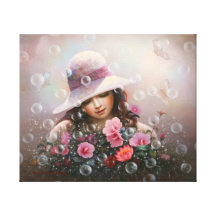 soap bubble girl "Sharon's Song" Wrapped Canvas Canvas Prints