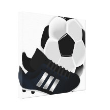 Soccer Ball and Shoe Stretched Canvas Print