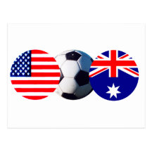 Soccer Ball Australia & USA Flag The MUSEUM Zazzle Postcard