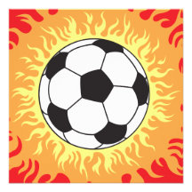 soccer ball flames design invitations
