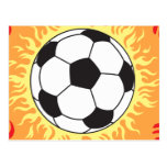 soccer ball flames design postcards