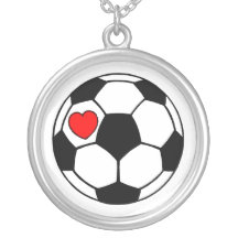 Soccer Ball Red Heart Pendant