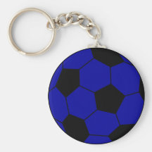 Soccer football blue and black key chains