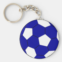Soccer football blue and white keychains
