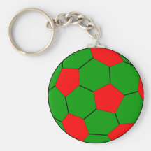 Soccer football green and red keychains