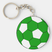 Soccer football green and white keychain
