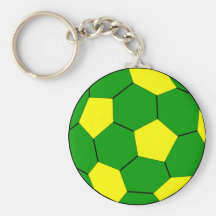 Soccer football green and yellow key chain