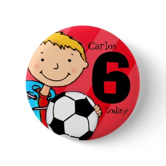 Soccer/football name and age button / badge button