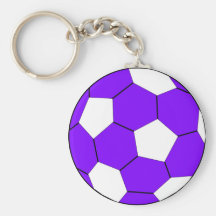 Soccer football purple and white key chain