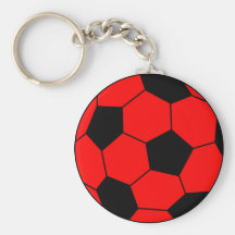 Soccer football red and black keychains