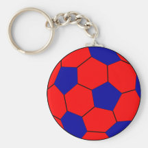 Soccer football red and blue keychains