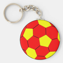 Soccer football red and yellow keychains
