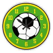 Soccer Green and Yellow Round Wall Clocks