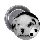 "Soccer Puppy" English Bulldog Round Pinback Button