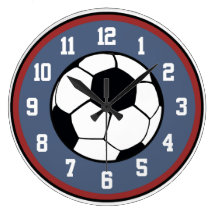 Soccer Red White and Blue Clocks