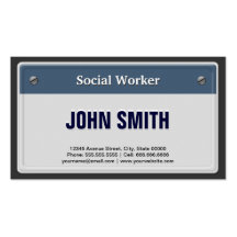 Social Worker Cool Car License Plate Business Card Template