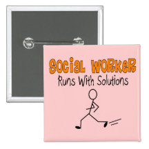 Social Worker "Runs with Solutions" Funny Gifts Pin