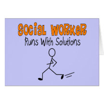Social Worker "Runs with Solutions" Funny Gifts Greeting Cards