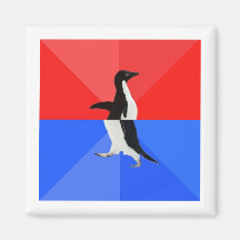 Socially Confused Penguin Advice Animal Meme Refrigerator Magnet