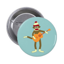 Sock Monkey Acoustic Guitar Button