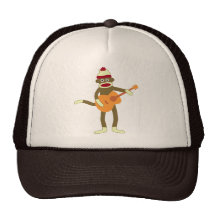 Sock Monkey Acoustic Guitar Mesh Hat