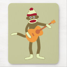 Sock Monkey Acoustic Guitar Mouse Mat