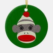 Sock Monkey Face Ornament