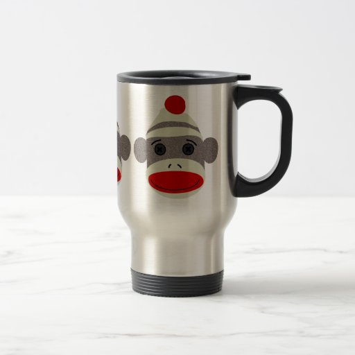 Sock Monkey Face Travel Mug