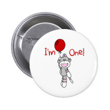 Sock Monkey First Birthday Tshirts and Gifts Buttons