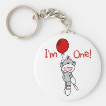Sock Monkey First Birthday Tshirts and Gifts Key Chains