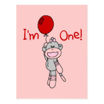 Sock Monkey First Birthday Tshirts and Gifts Postcard