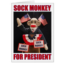 Sock Monkey for President Note Card