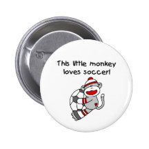 Sock Monkey Loves Soccer T shirts and Gifts Pin