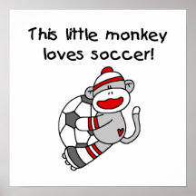 Sock Monkey Loves Soccer T shirts and Gifts Posters