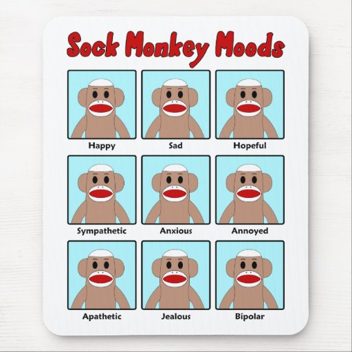 Sock Monkey Moods Mousepad